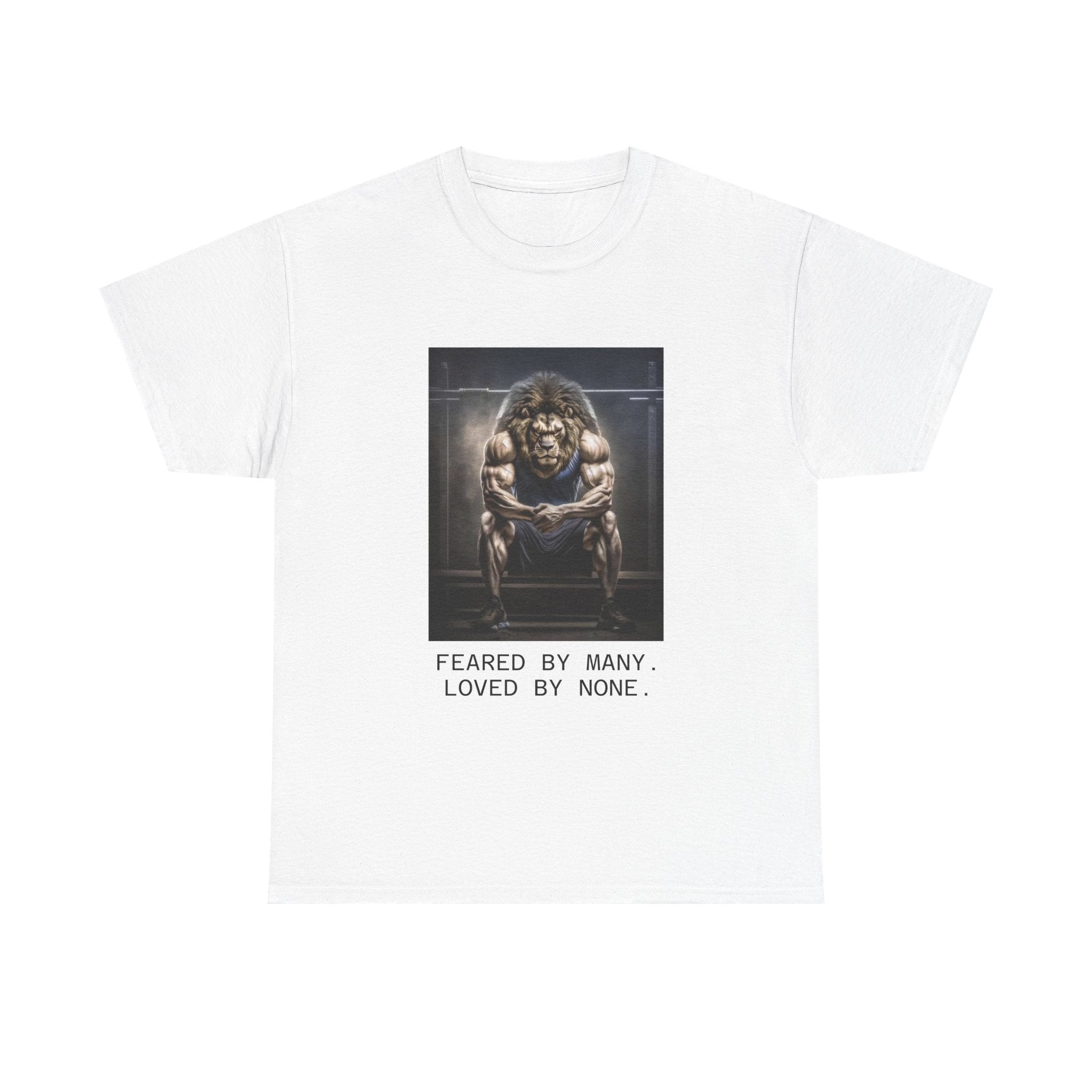 Lion Portrait Tee — "Feared by Many, Loved by None" Graphic T-Shirt