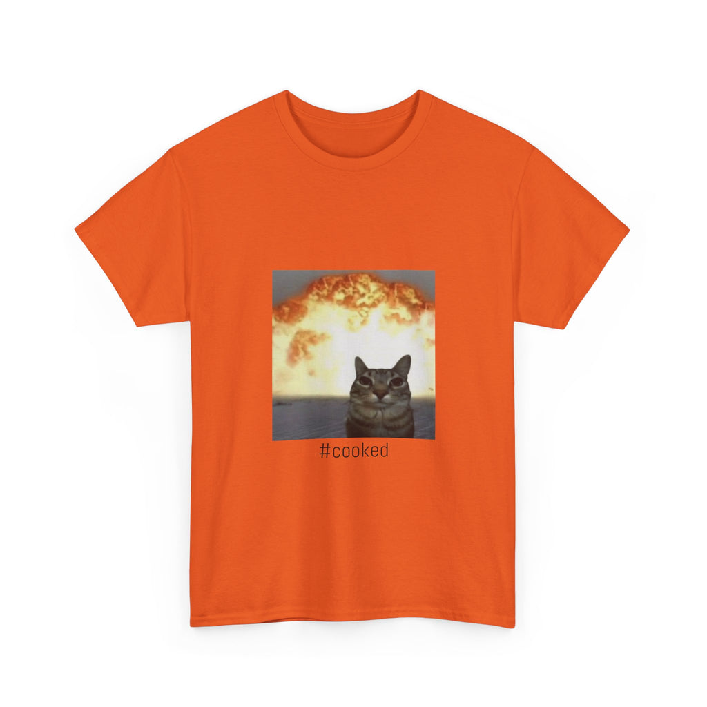 T-Shirt — #cooked Cat Meme Tee (Apocalyptic Cat Graphic)