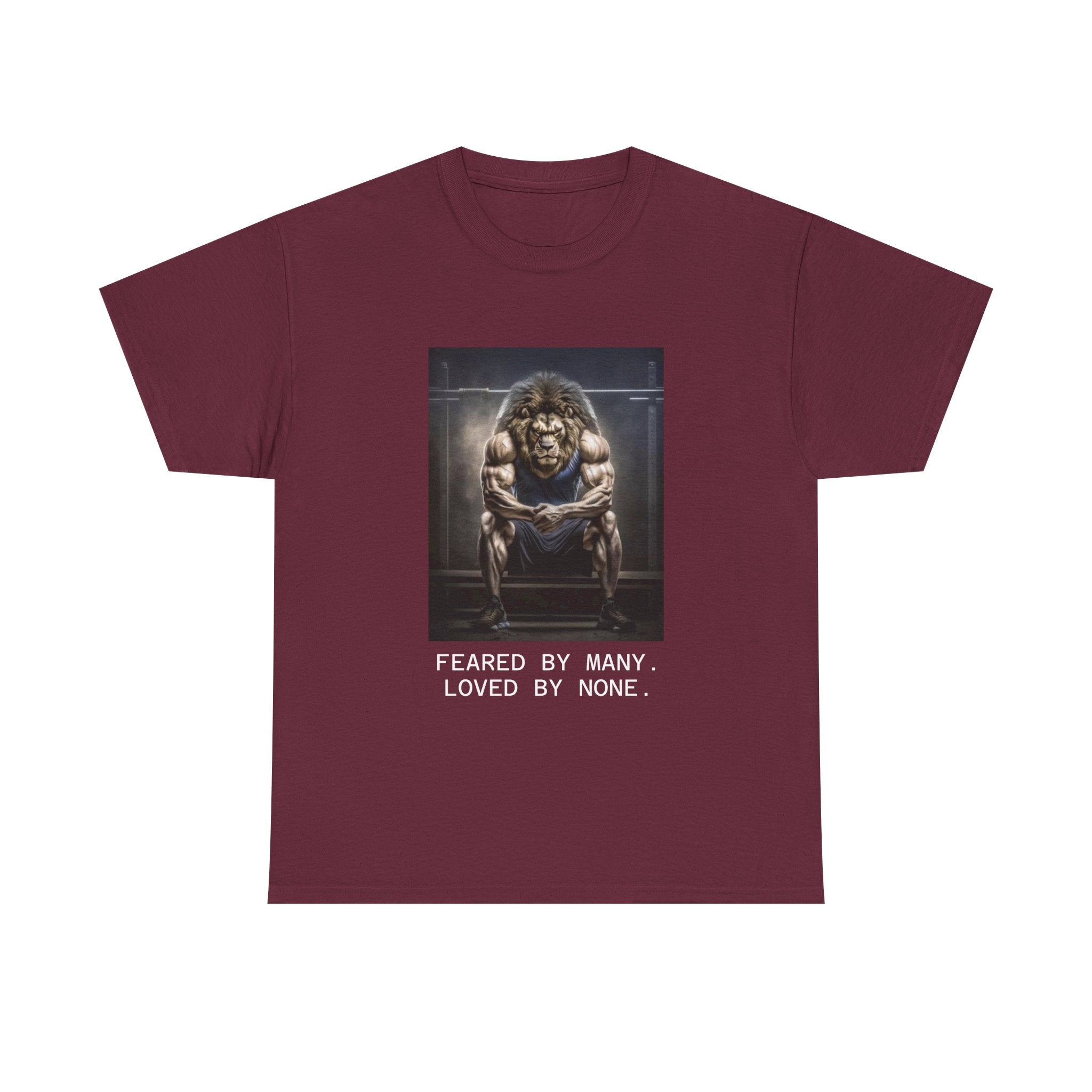 Lion Portrait Tee — "Feared by Many, Loved by None" Graphic T-Shirt