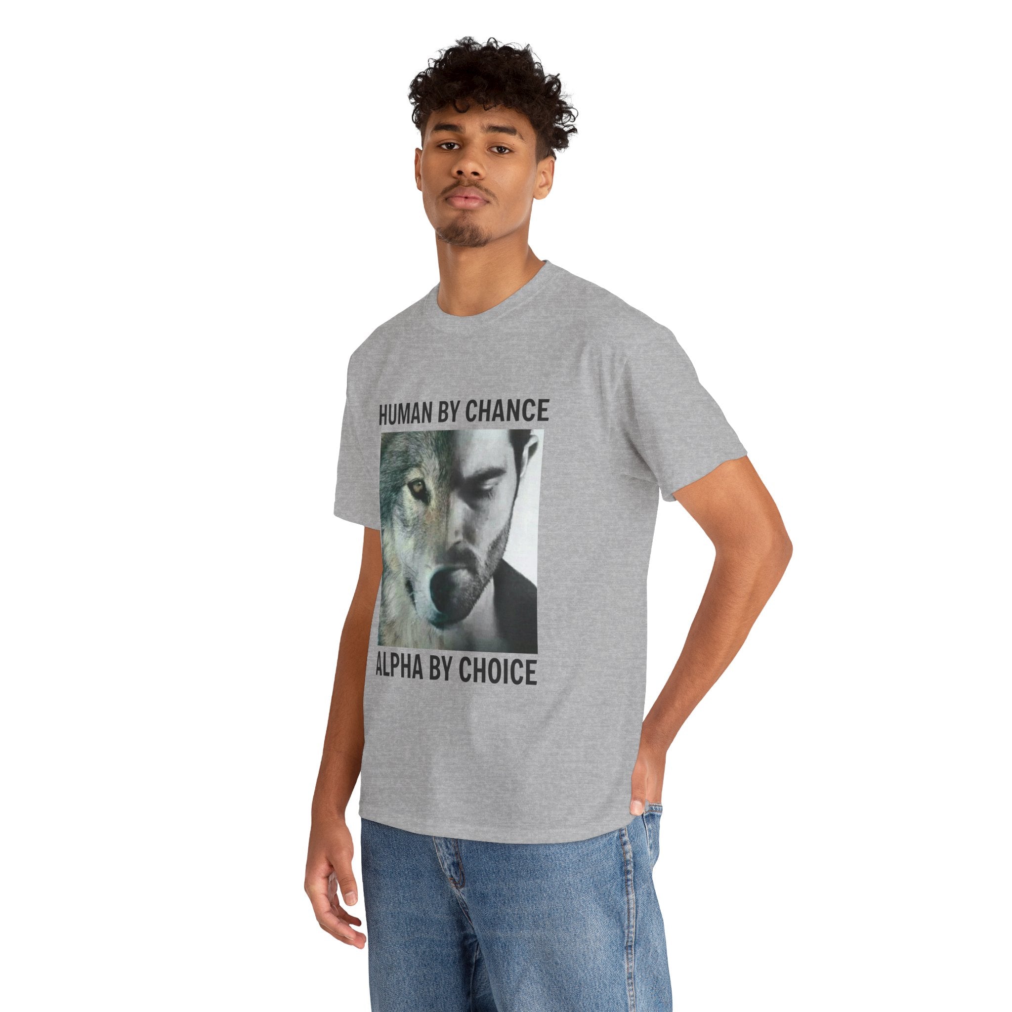 Wolf Spirit T-Shirt – "Human by Chance, Alpha by Choice" Graphic Tee