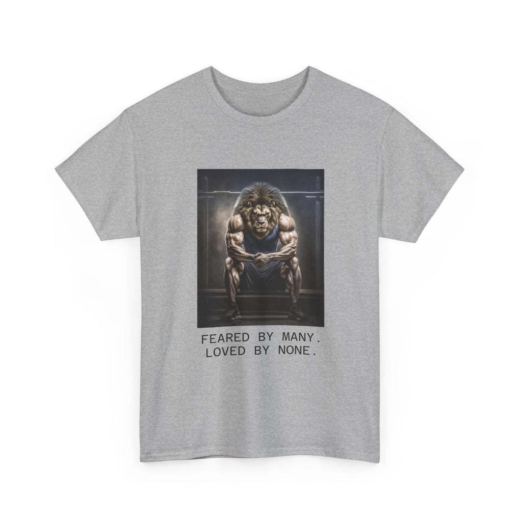 Lion Portrait Tee — "Feared by Many, Loved by None" Graphic T-Shirt