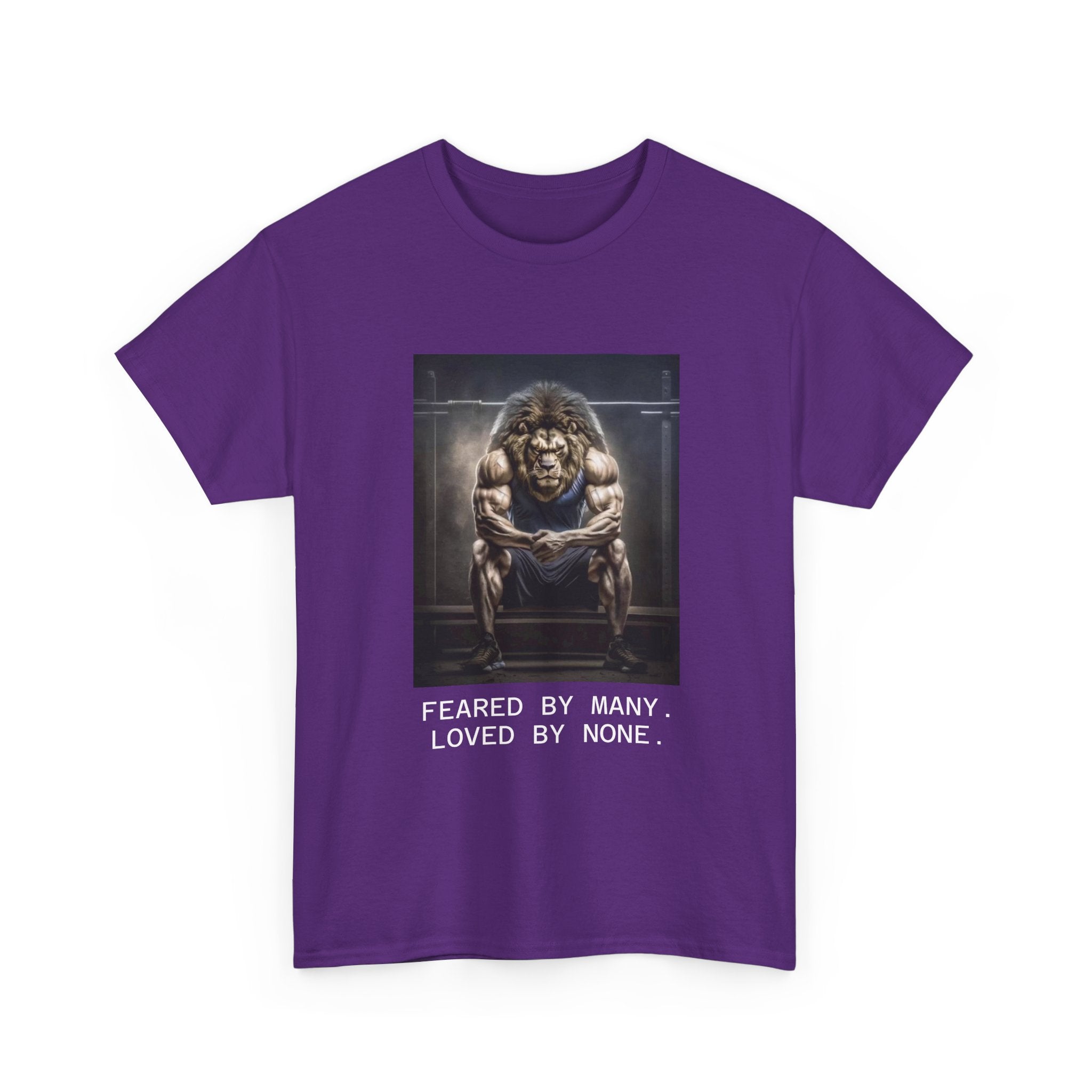 Lion Portrait Tee — "Feared by Many, Loved by None" Graphic T-Shirt