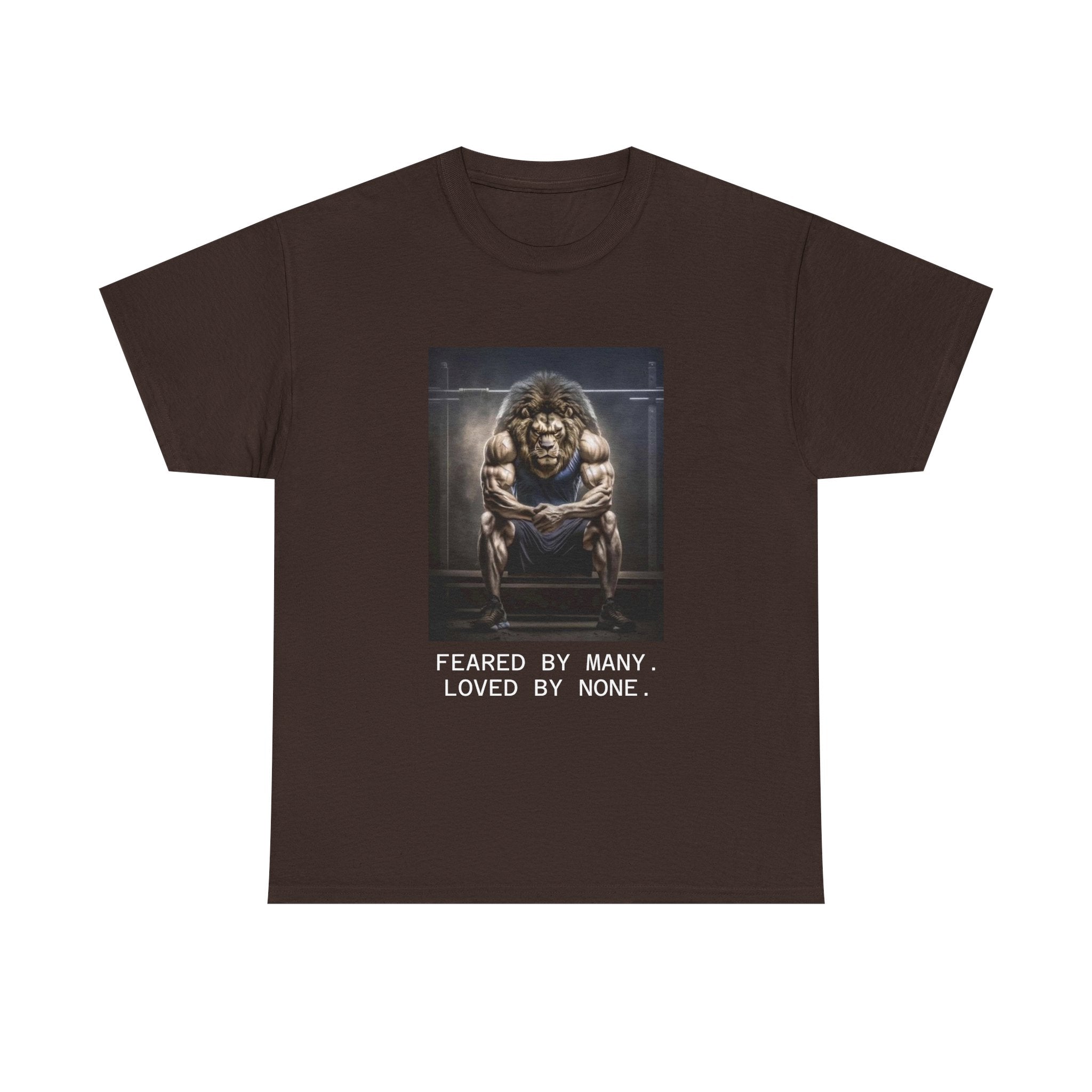 Lion Portrait Tee — "Feared by Many, Loved by None" Graphic T-Shirt