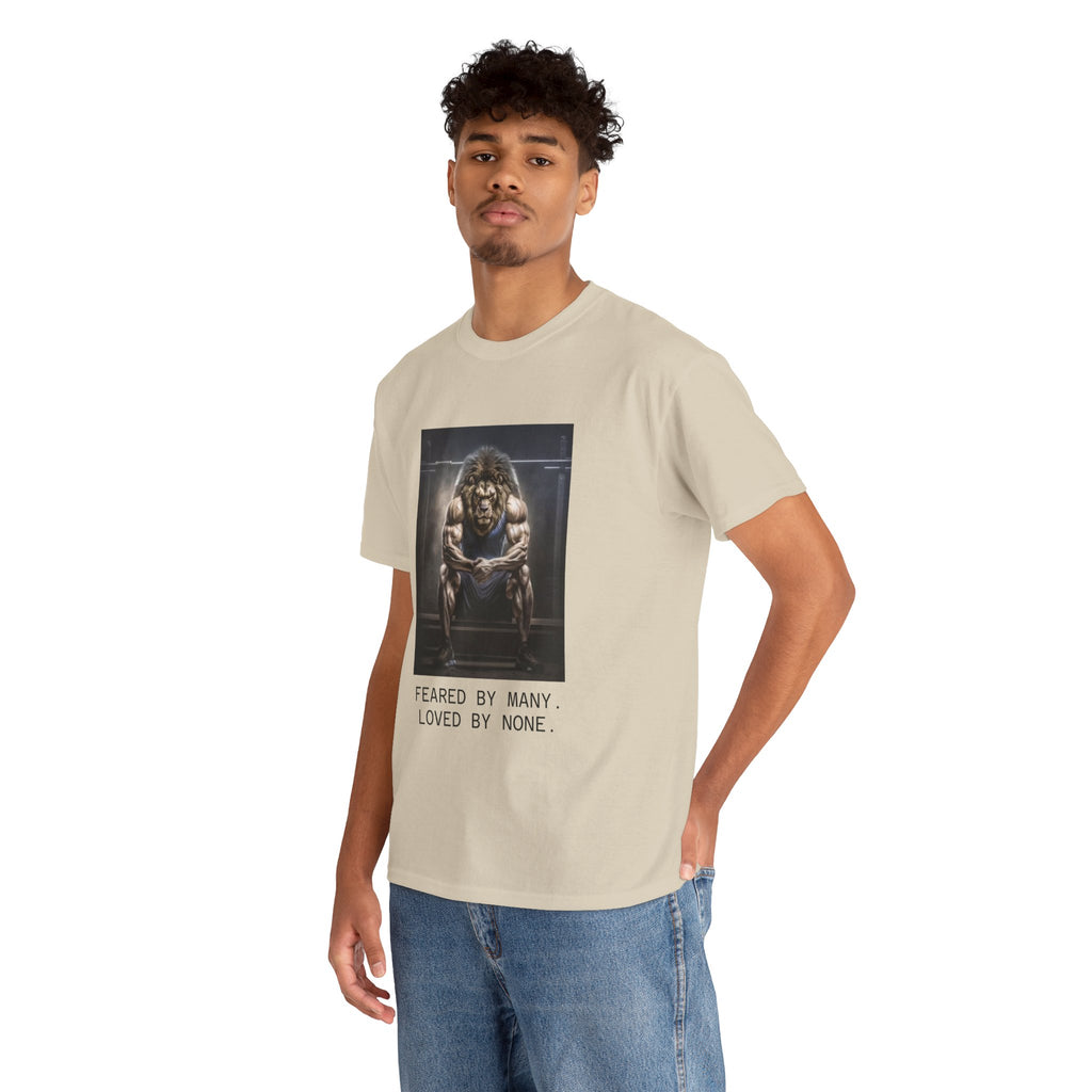 Lion Portrait Tee — "Feared by Many, Loved by None" Graphic T-Shirt