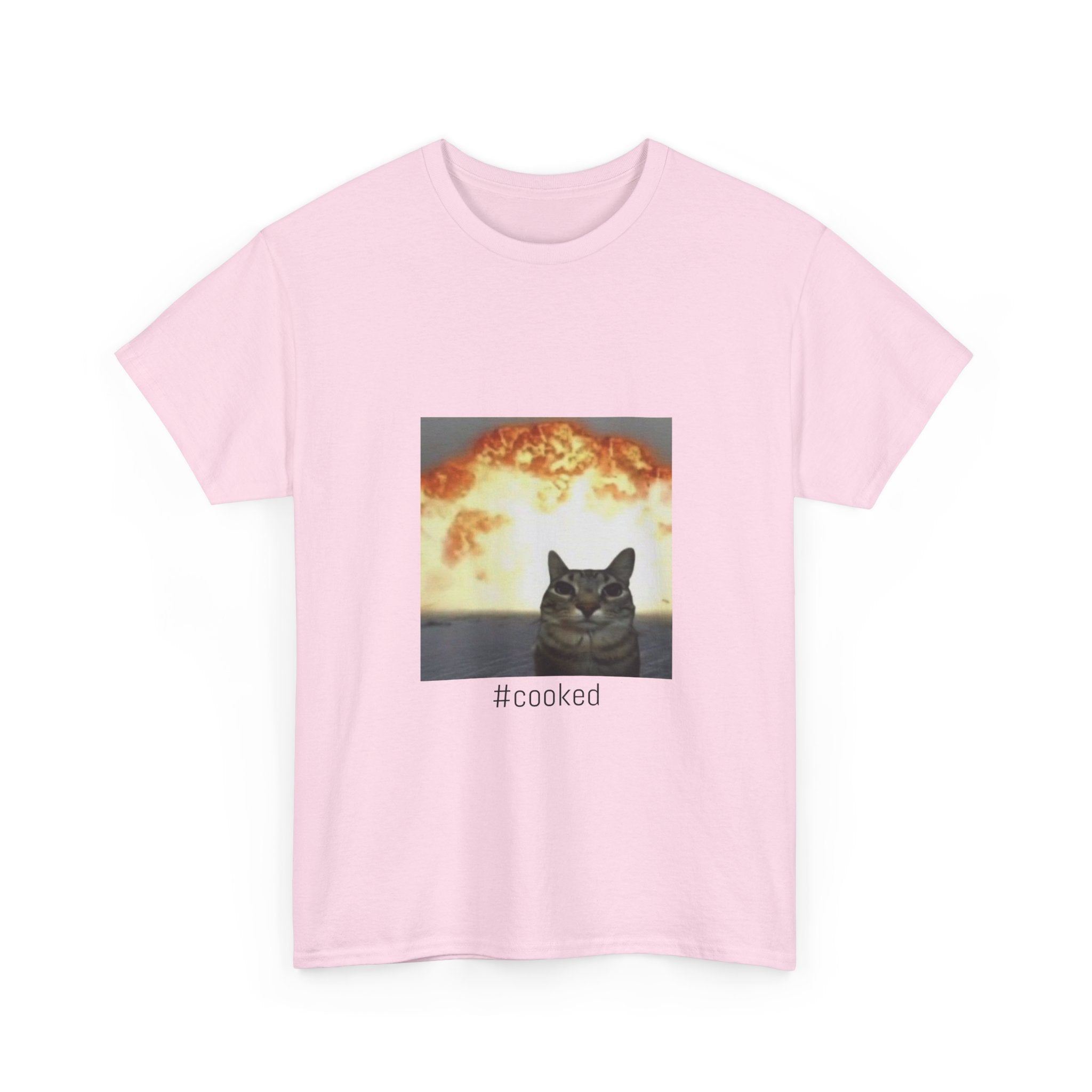 T-Shirt — #cooked Cat Meme Tee (Apocalyptic Cat Graphic)