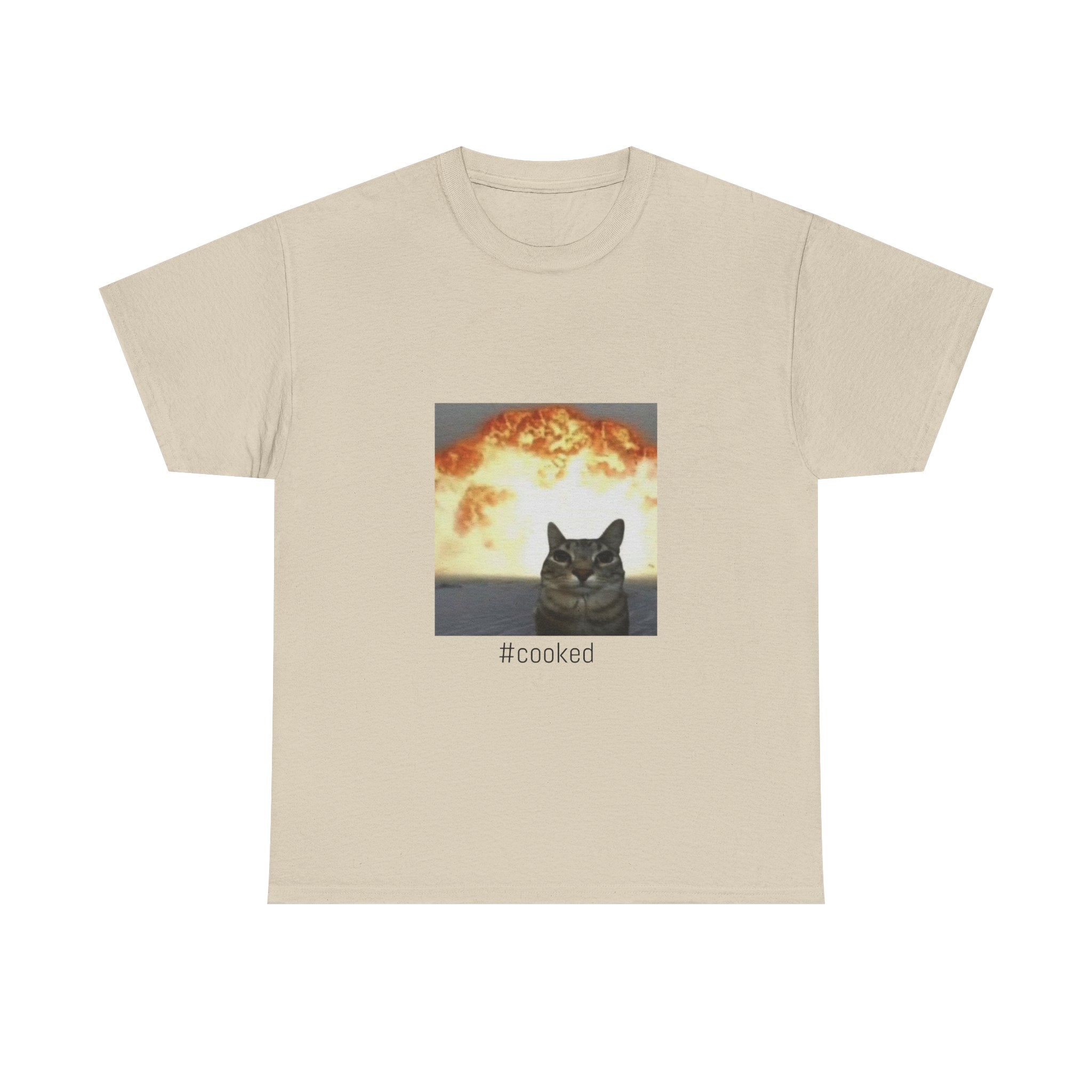 T-Shirt — #cooked Cat Meme Tee (Apocalyptic Cat Graphic)