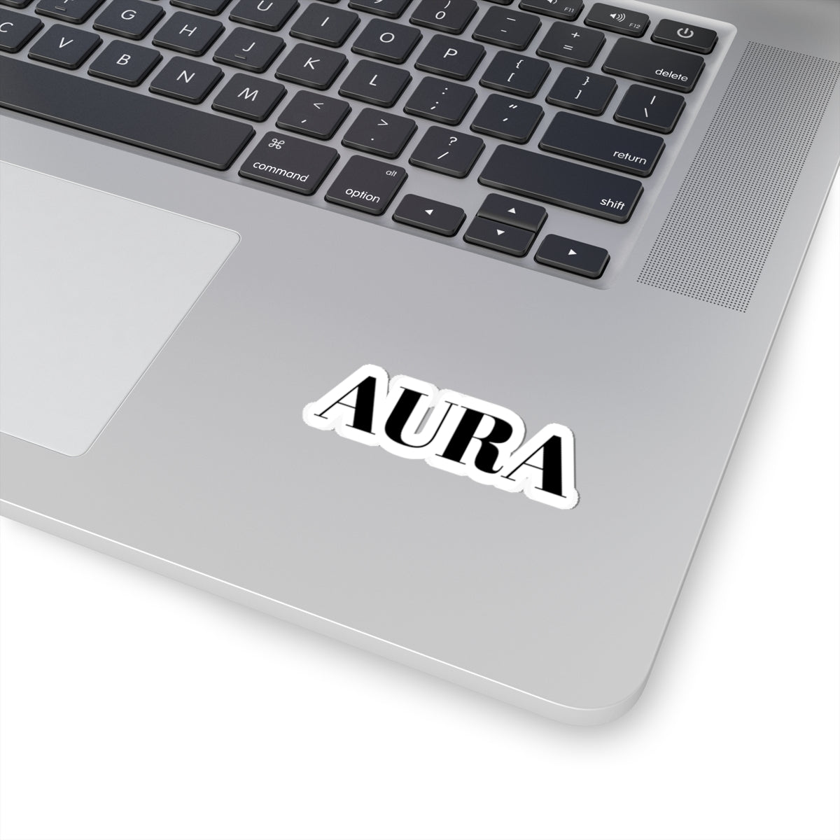 AURA Kiss-Cut Sticker — Minimal Black Serif Laptop Decal