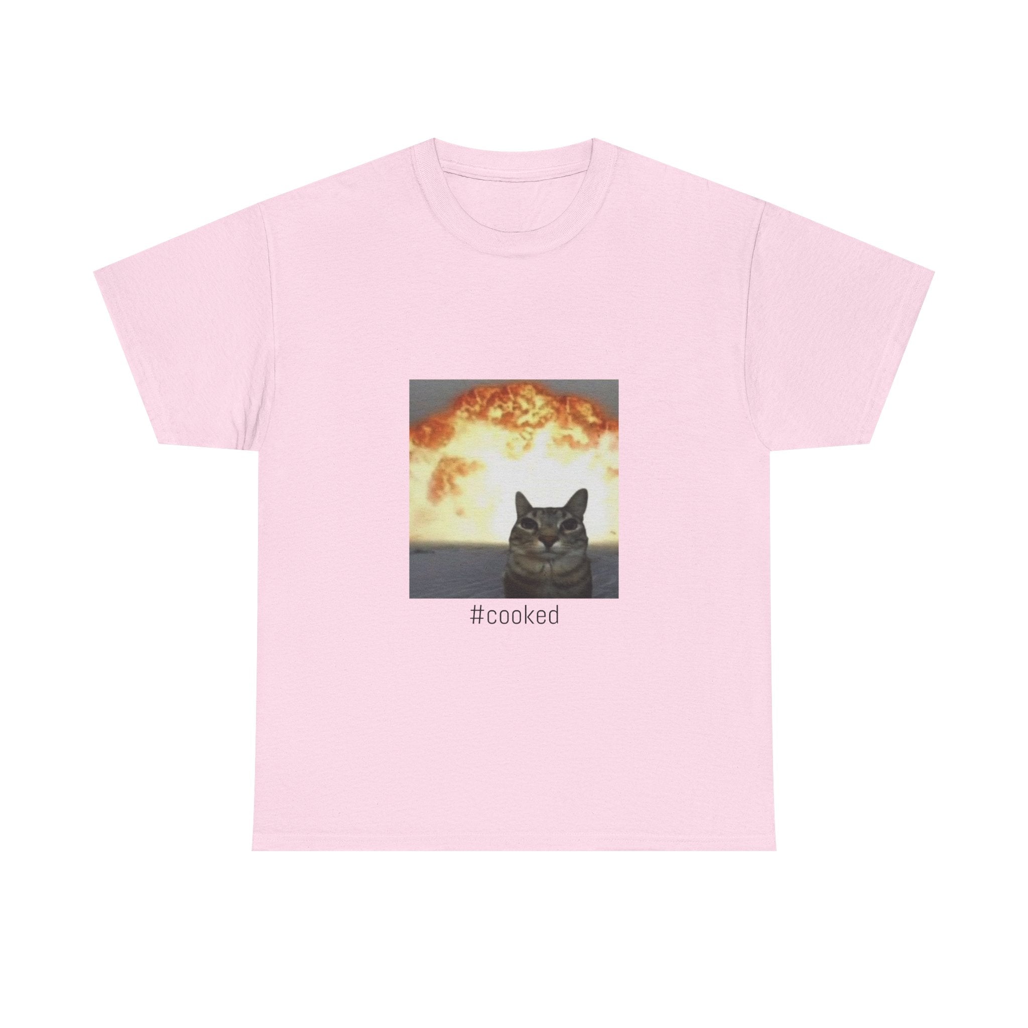 T-Shirt — #cooked Cat Meme Tee (Apocalyptic Cat Graphic)