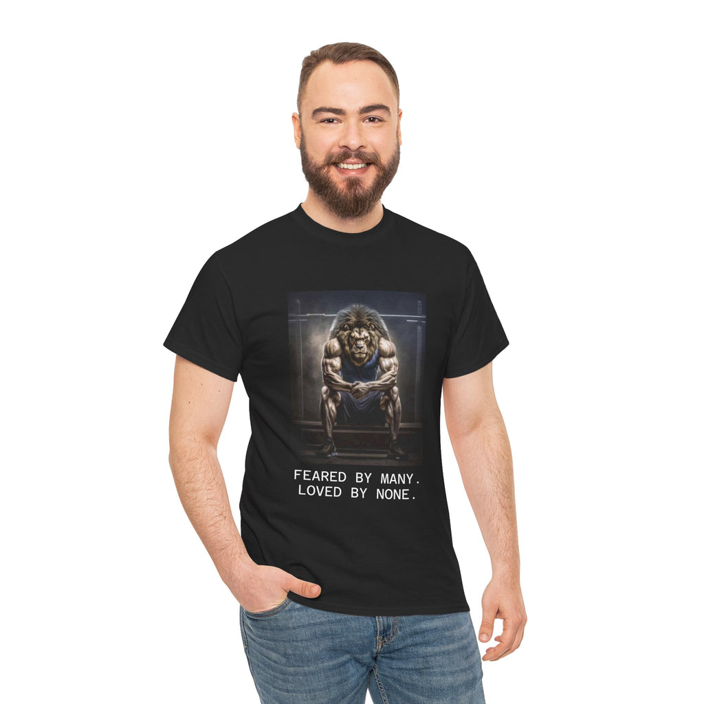 Lion Portrait Tee — "Feared by Many, Loved by None" Graphic T-Shirt